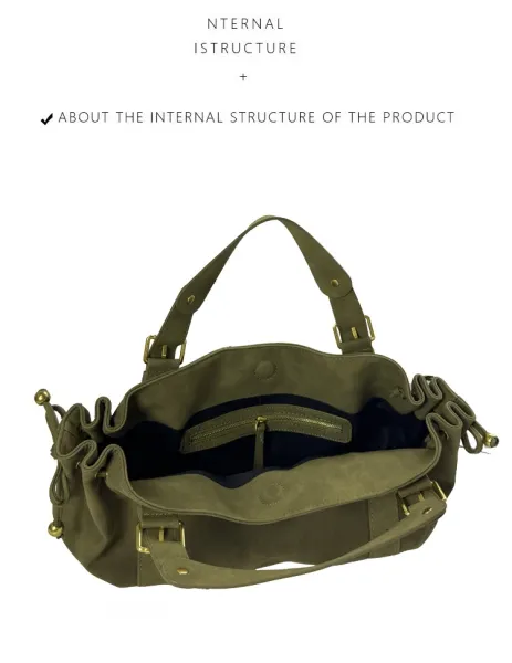 Design Brown Leather Hobo Bag with Gold Buckles - 7