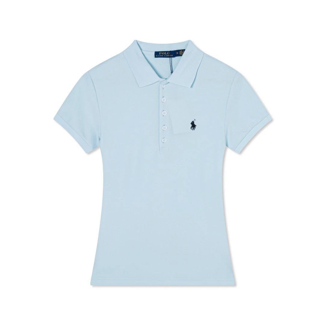 Ralph Lauren Shirts Short-Sleeve Five-Button Polo Shirt — Light blue