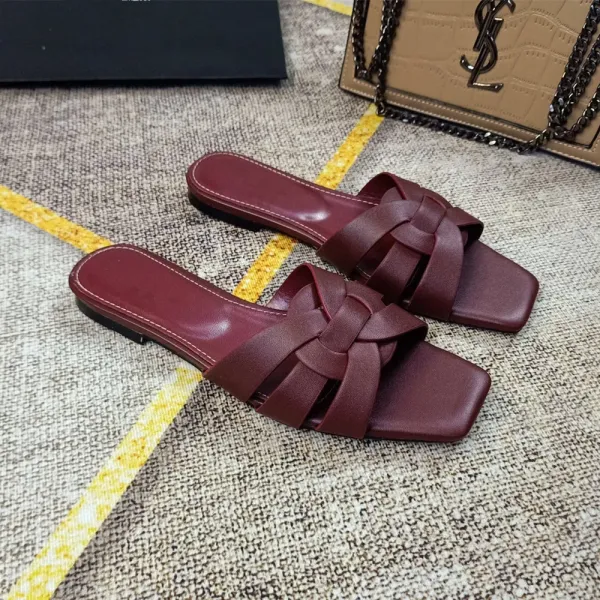 Design White Croc-Embossed Knotted Mule Sandals Slippers - 26