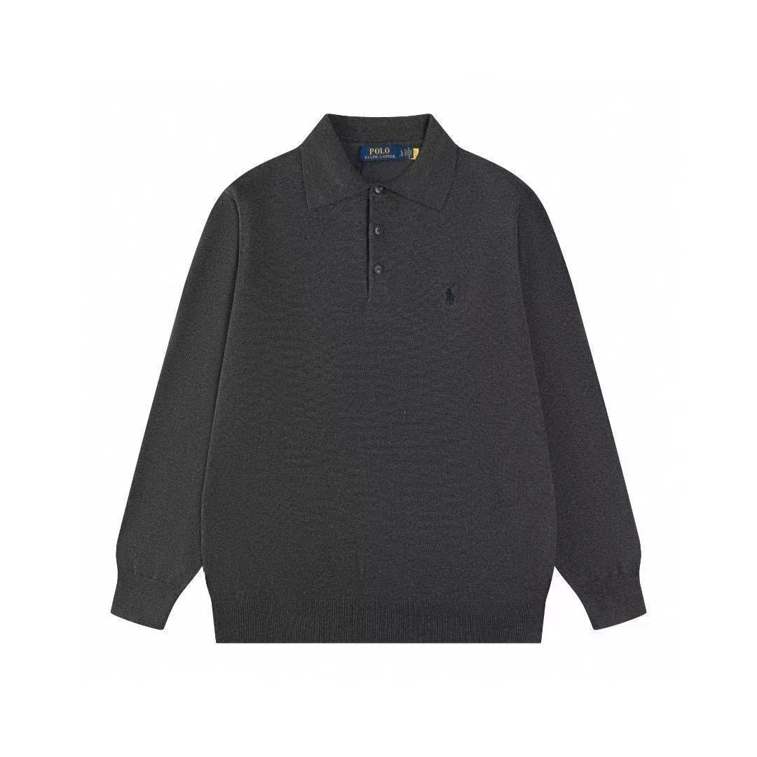 Polo Ralph Lauren Knitwear Long-Sleeve Collar Knit Sweater — Dark gray