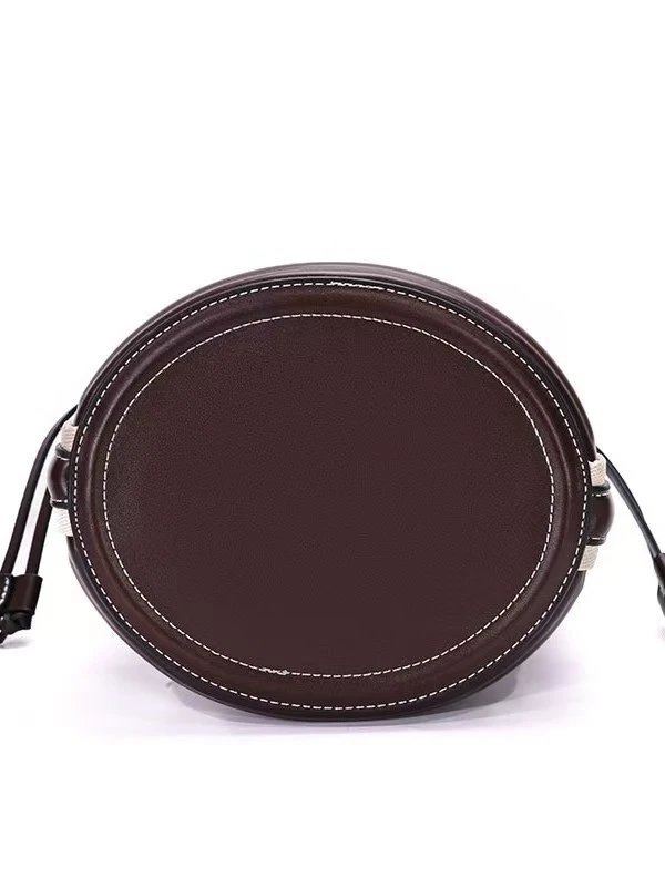 Bottega Veneta Bucket Bag Brown Leather with Contrast Stitching Handbags - 11