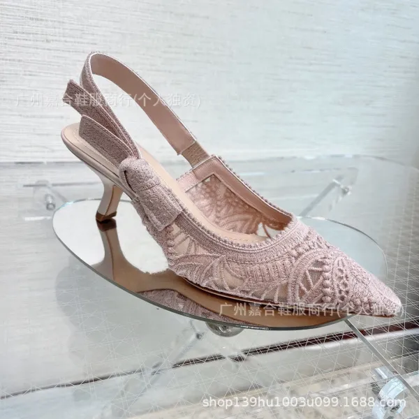 Design Lace Slingback Stiletto Heels White - 6