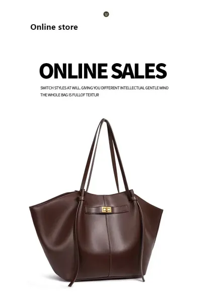 Design Tote Bag Cognac Leather Handbag - 13