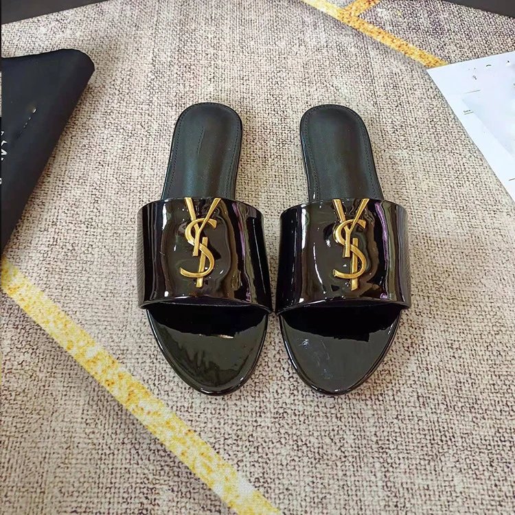 Saint Laurent Slippers YSL monogram flat slide image 3