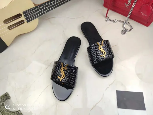 Saint Laurent Slippers YSL monogram flat slide product detail image 4