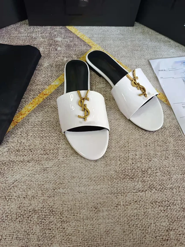 Saint Laurent Slippers YSL monogram flat slide product detail image 13