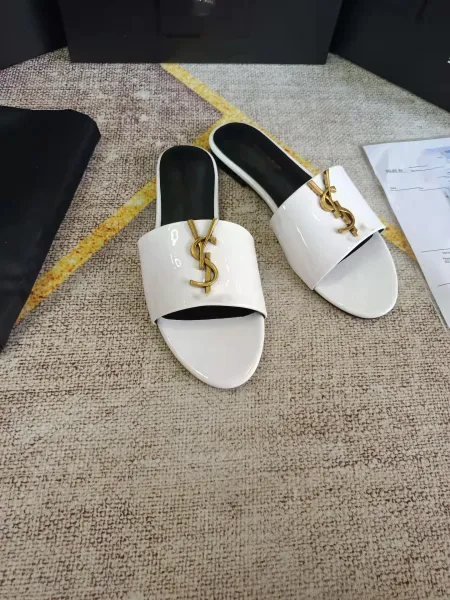 Saint Laurent Tribute Slide Black Croc-Embossed Leather Slippers - 14
