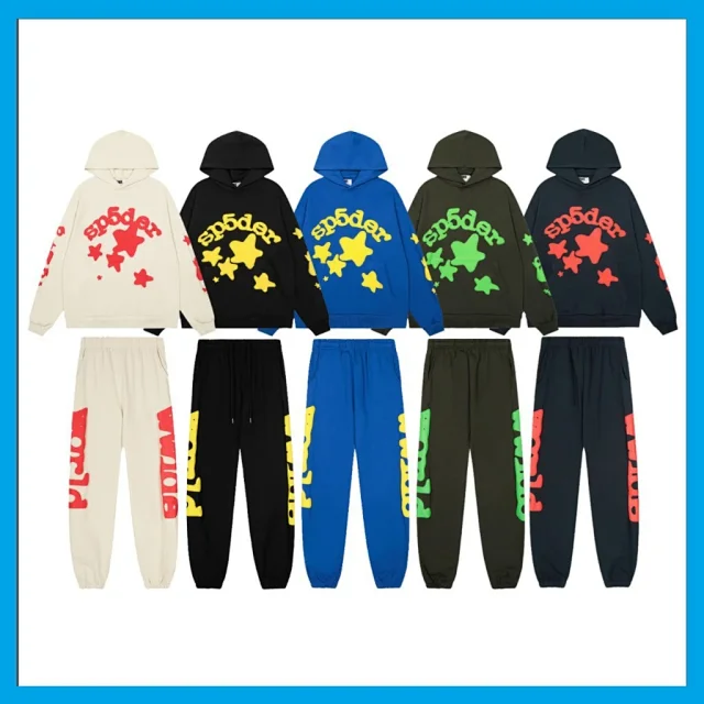 Sp5der Tracksuits Spider web graphic hooded sweatshirt and jogger set product detail image 3