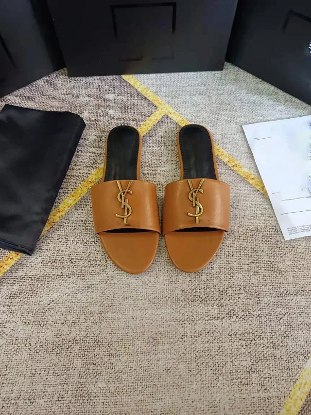 Saint Laurent Slippers YSL monogram flat slide product detail image 9