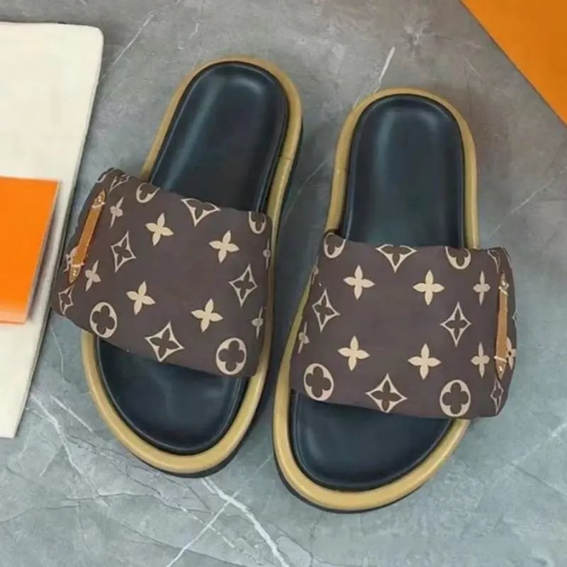 Unbranded Slippers Monogram-Print Slide with Metal Bar Detail image 3