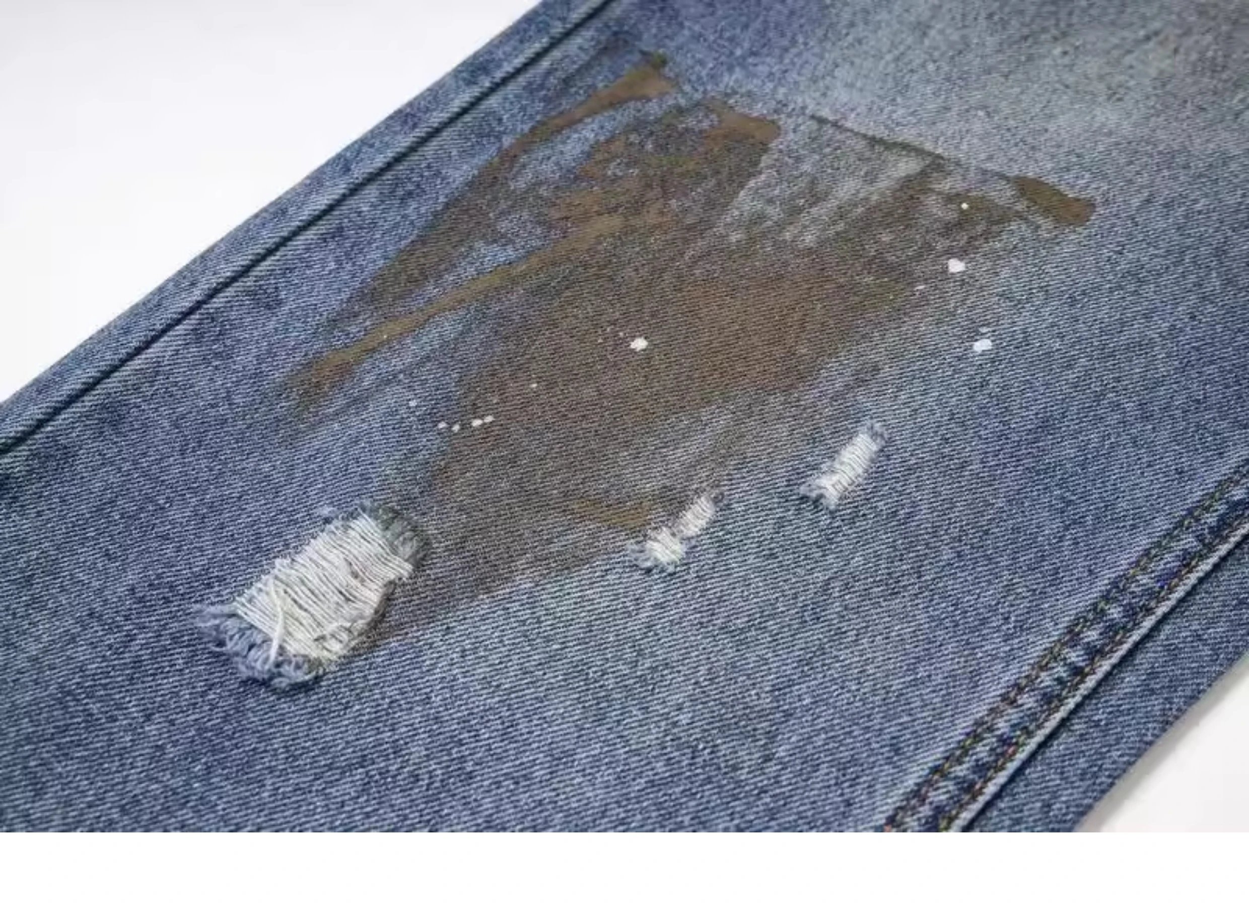 Design Distressed Paint-Splatter Flared Jeans Blue - 22