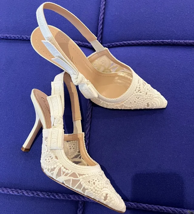 Christian Dior High Heels Lace Pointed-Toe Bow Slingback product detail image 1