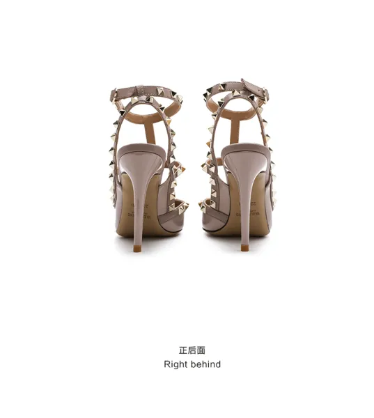 Valentino Rockstud Strappy Stiletto Heels White - 4