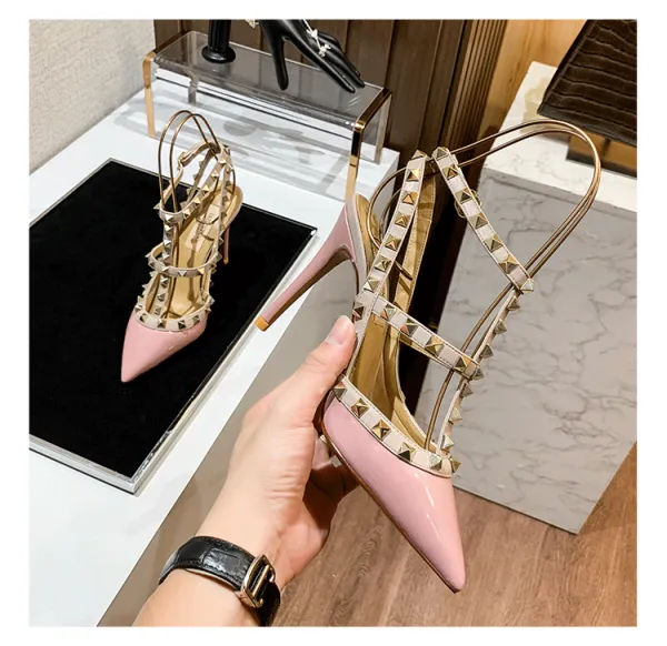 Valentino Rockstud Strappy Stiletto Heels White - 37