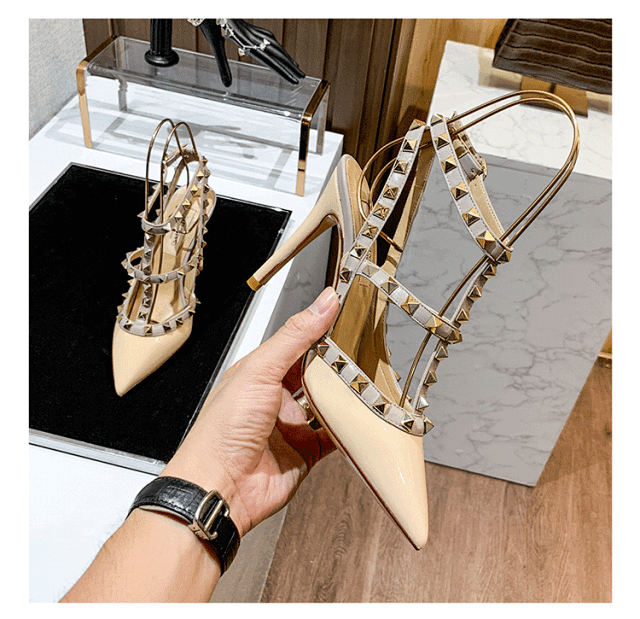 Valentino High Heels Pointed-Toe Studded Slingback Stilettos product detail image 40