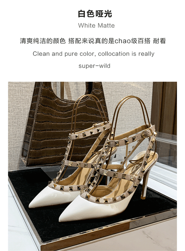Valentino High Heels Pointed-Toe Studded Slingback Stilettos product detail image 47