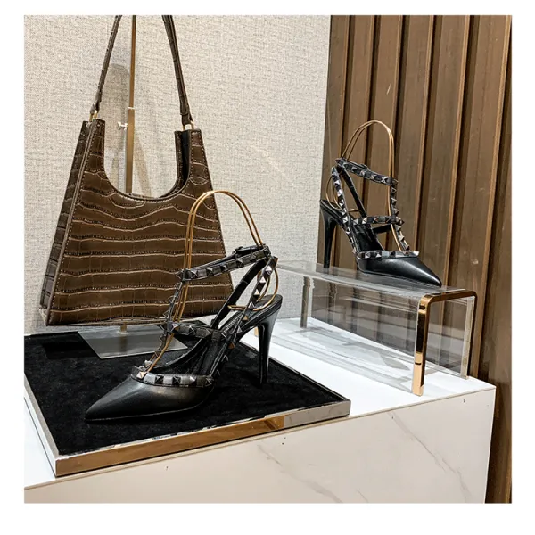 Valentino Rockstud Strappy Stiletto Heels White - 53
