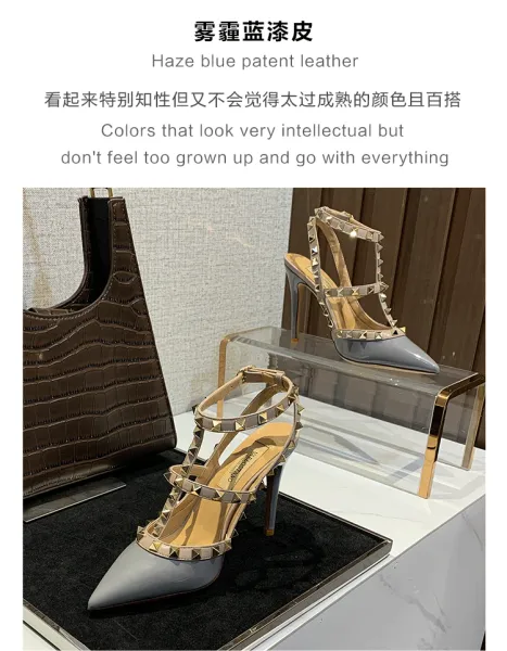 Valentino Rockstud Strappy Stiletto Heels White - 54