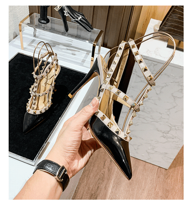 Valentino High Heels Pointed-Toe Studded Slingback Stilettos product detail image 59