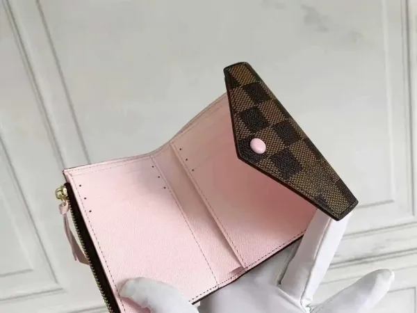 Louis Vuitton Damier Ebène Mini Porte-Monnaie Rose Pink Wallet Short Wallet - 9