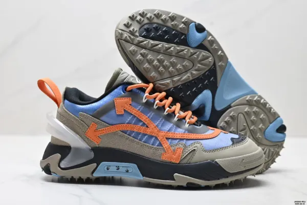 Off-White Diagonal Arrow Running Sneakers Blue Orange Beige Running Shoes - 7