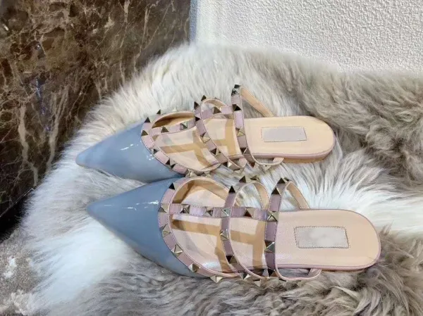 Valentino Rockstud Strappy Mule White Beige Sandals - 20
