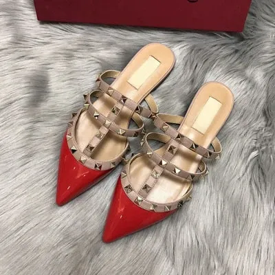 Valentino Rockstud Strappy Mule White Beige Sandals - 26