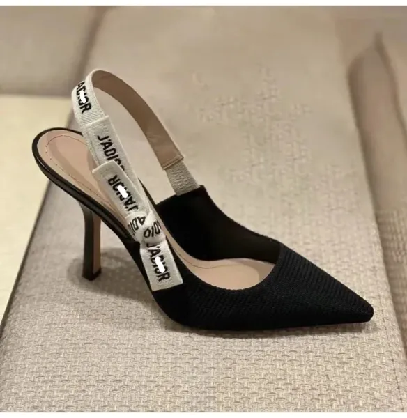 Dior J'Adior Slingback Heels Black Knit Stilettos - 8