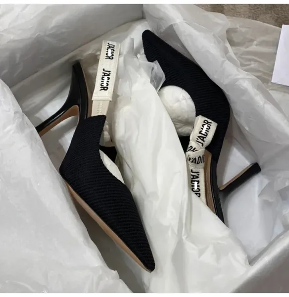 Dior J'Adior Slingback Heels Black Knit Stilettos - 12