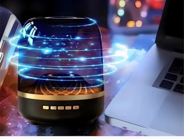 Design Manha Medium Speaker Black with Amber Lighting Speakers - 20