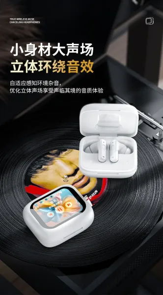Design TWS Earbuds with Smart Display Charging Case Black - 13
