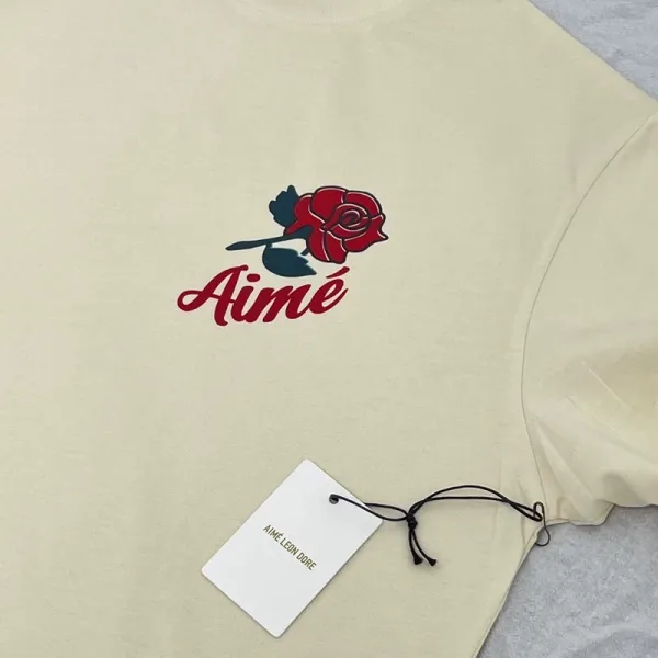 Aimé Leon Dore Rose Embroidered Beige T-Shirt - 56