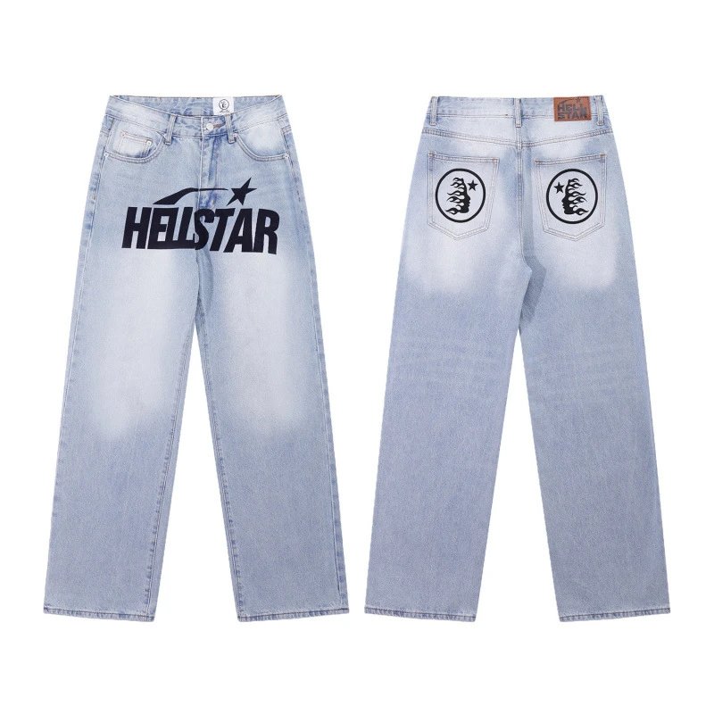 Hellstar Jeans Light-wash graphic-print product image