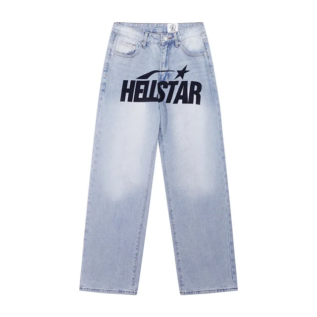 Hellstar Jeans Light-wash graphic-print product detail image 6