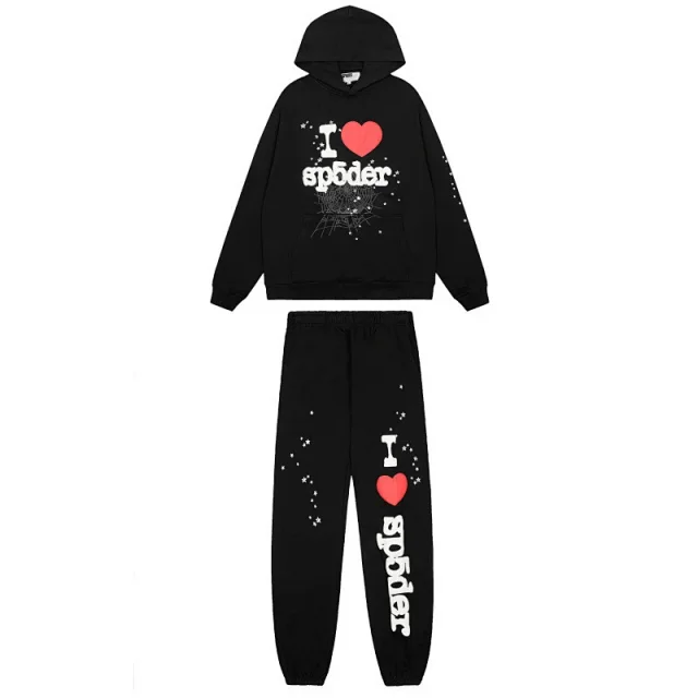 Sp5der Tracksuits Spider web graphic hooded sweatshirt and jogger set product detail image 23