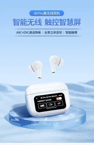 Design A9 Pro LCD Smart Touchscreen TWS Earbuds White Tws Earbuds - 2