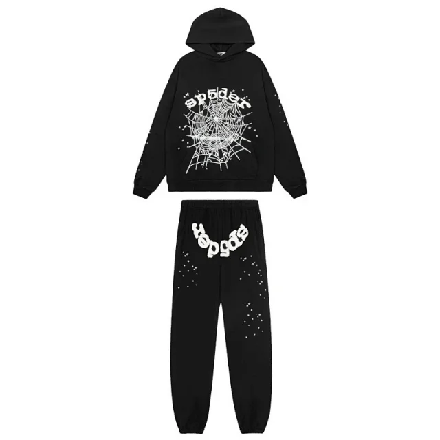 Sp5der Tracksuits Spider web graphic hooded sweatshirt and jogger set product detail image 27