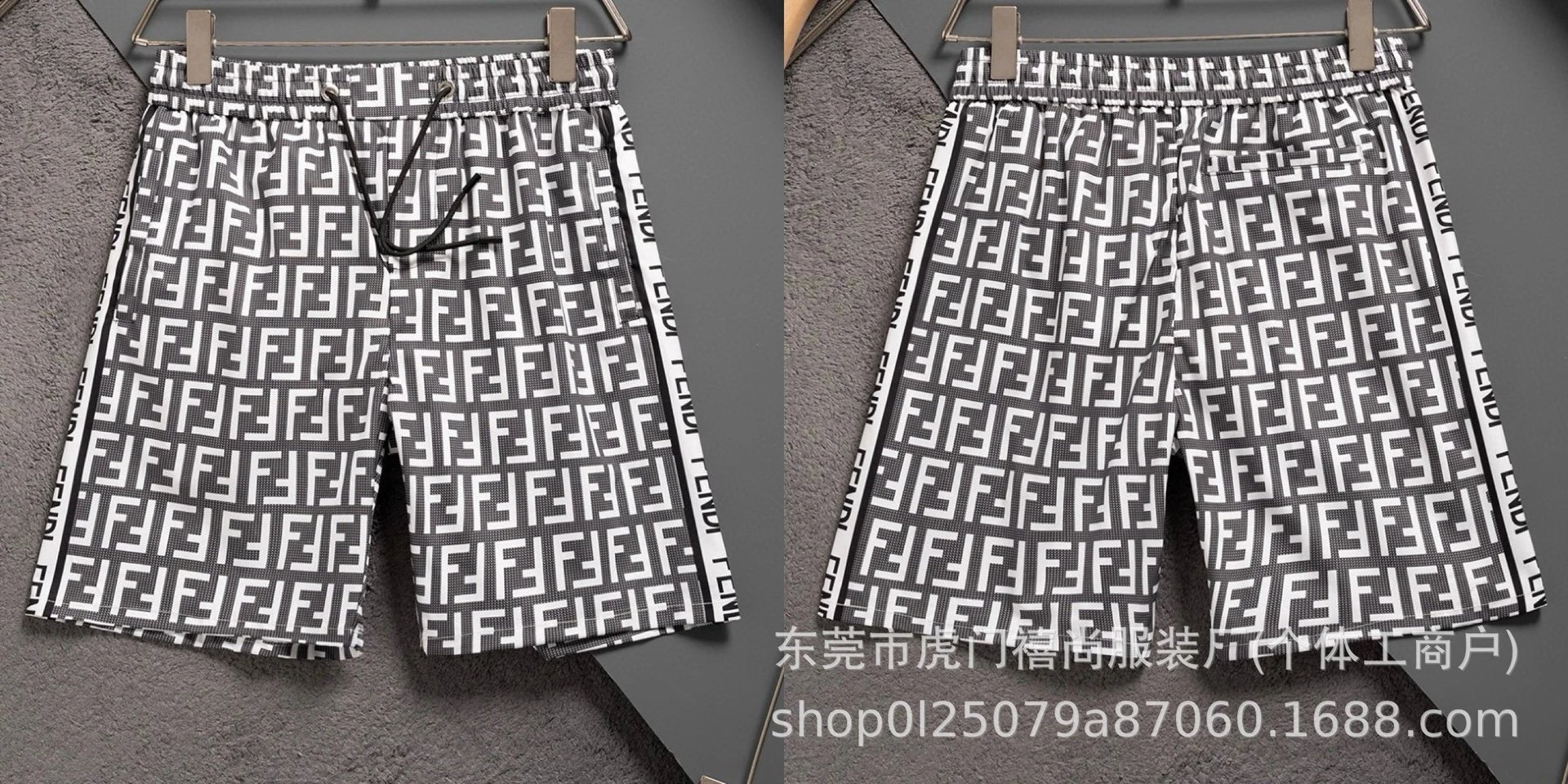 Fendi FF Monogram Print Shorts Black / White - 20