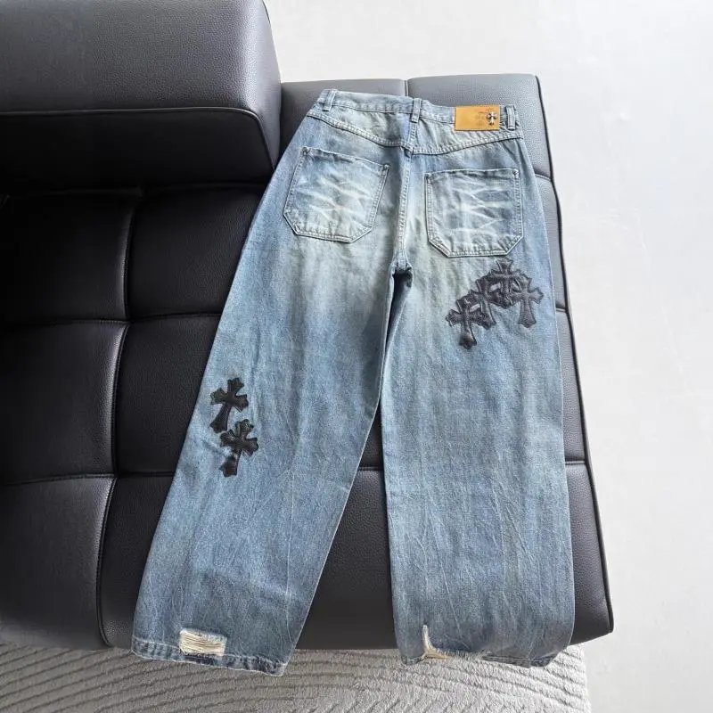 Unbranded Jeans Distressed Cross Patch Wide-Leg image 4