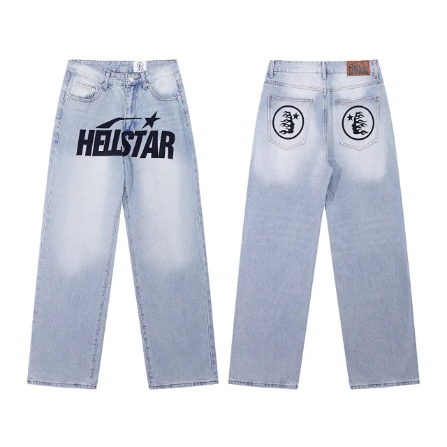Hellstar Jeans Light-wash graphic-print product detail image 3