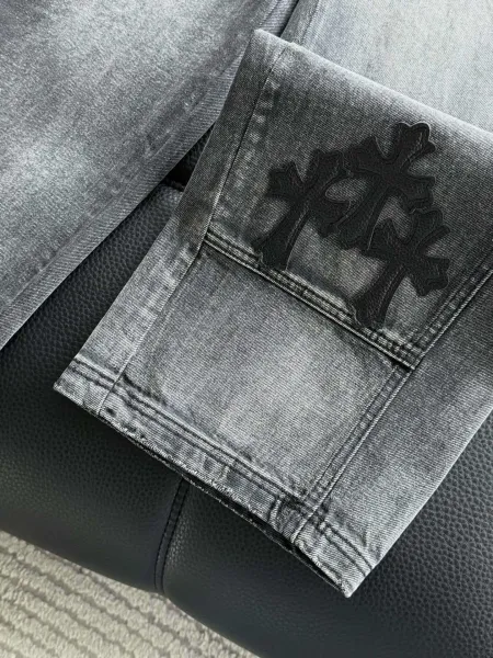 Chrome Hearts Cross Embroidered Distressed Wide-Leg Jeans - 16