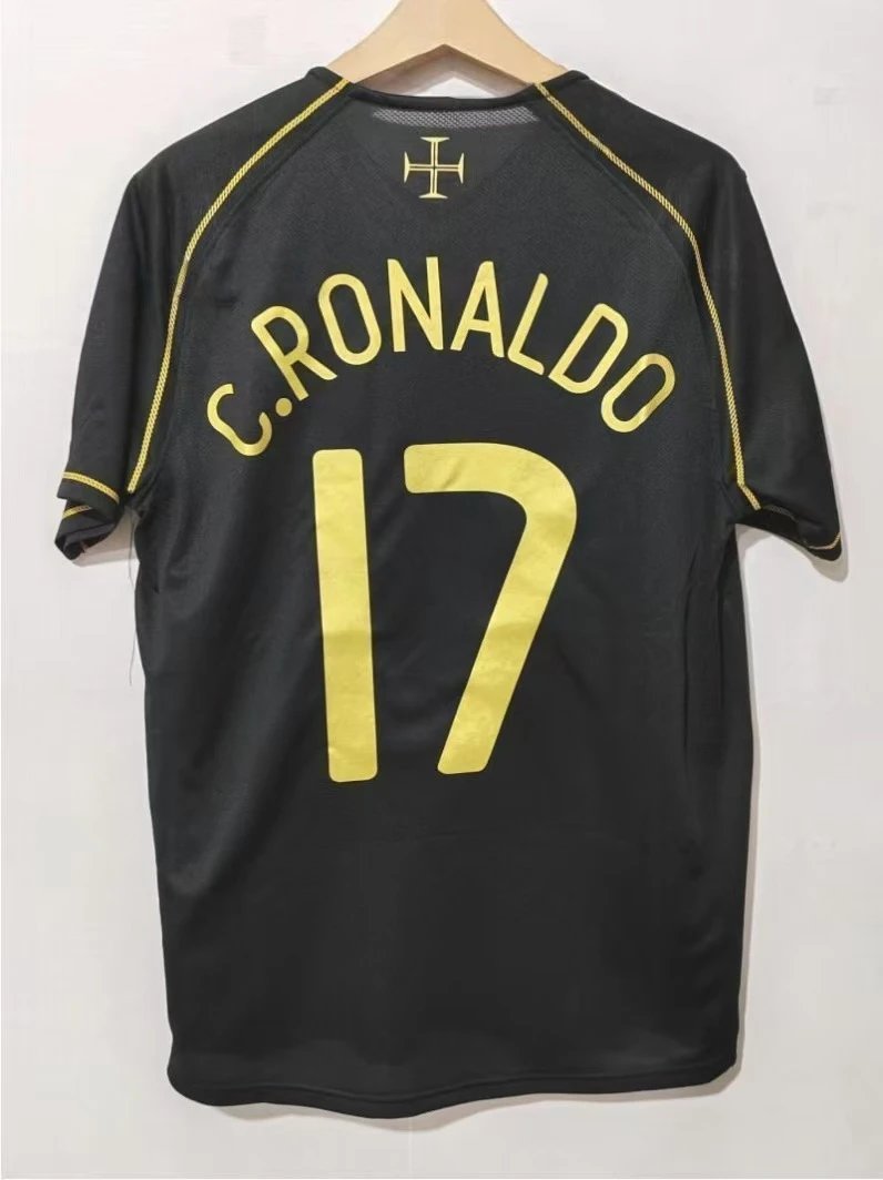 Portugal National Team C. Ronaldo #17 Black Gold Away Jersey