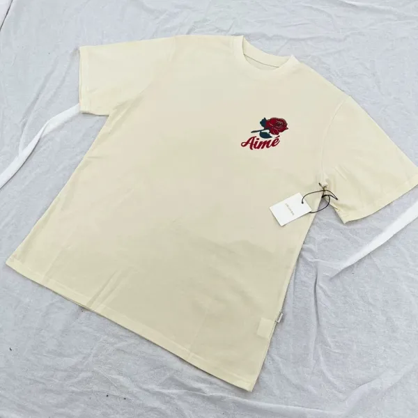 Aimé Leon Dore Rose Embroidered Beige T-Shirt - 38