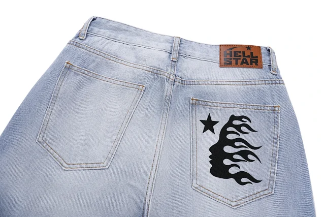 Hellstar Jeans Light-wash graphic-print product detail image 12