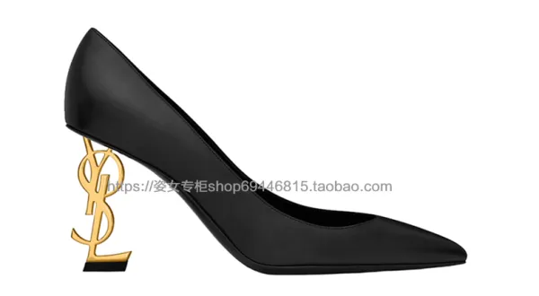 Saint Laurent Opyum Black Leather Stiletto Heels - 27