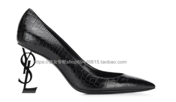 Saint Laurent Opyum Black Leather Stiletto Heels - 28