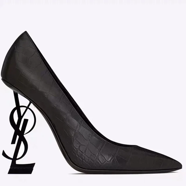 Saint Laurent High Heels Opyum pointed-toe logo-heel pumps product detail image 3
