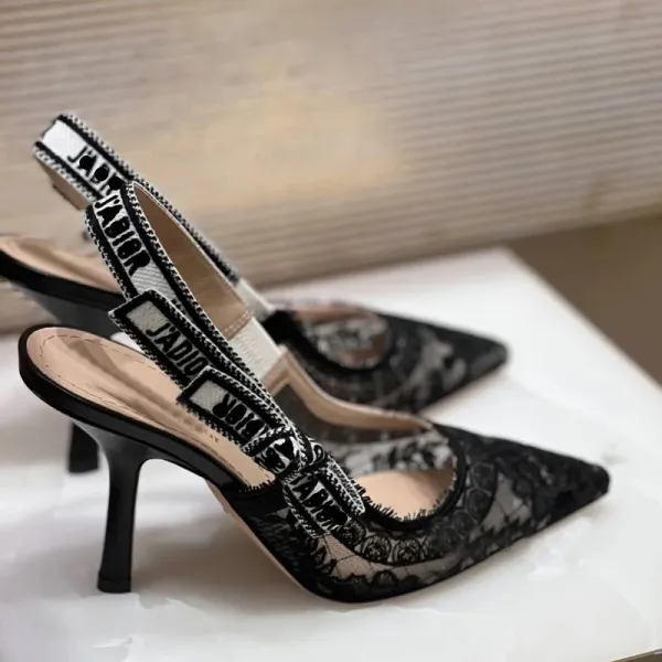 Dior J'Adior Lace Slingback Stilettos Black - 7
