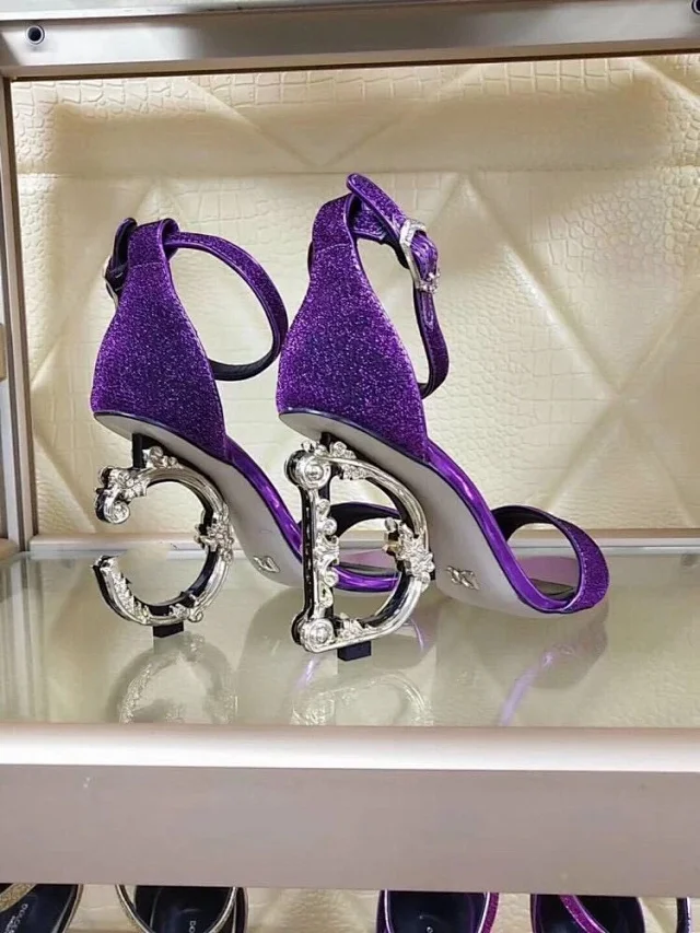 Unbranded High Heels Glitter ankle-strap sandals with ornate letter-shaped product detail image 7