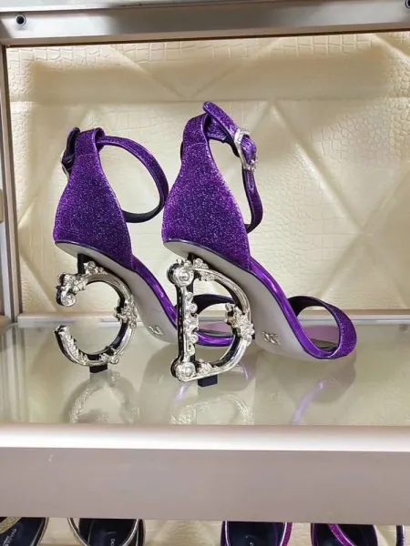 Versace Medusa Baroque Heel Gold Glitter Sandals - 8